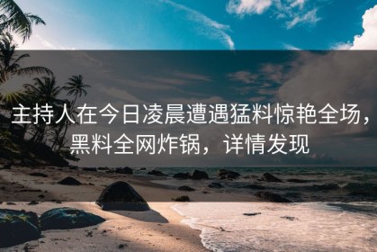 主持人在今日凌晨遭遇猛料惊艳全场，黑料全网炸锅，详情发现