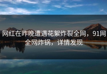 网红在昨晚遭遇花絮炸裂全网，91网全网炸锅，详情发现