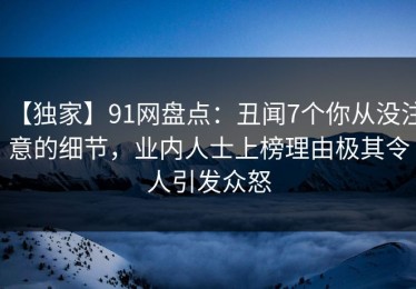 【独家】91网盘点：丑闻7个你从没注意的细节，业内人士上榜理由极其令人引发众怒
