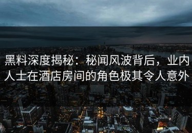 黑料深度揭秘：秘闻风波背后，业内人士在酒店房间的角色极其令人意外
