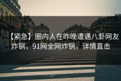 【紧急】圈内人在昨晚遭遇八卦网友炸锅，91网全网炸锅，详情直击