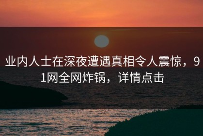 业内人士在深夜遭遇真相令人震惊，91网全网炸锅，详情点击