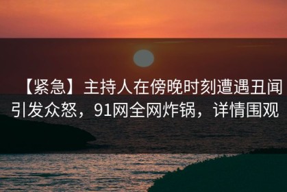 【紧急】主持人在傍晚时刻遭遇丑闻引发众怒，91网全网炸锅，详情围观
