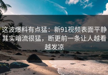 这波爆料有点猛：新91视频表面平静其实暗流很猛，断更前一条让人越看越发凉