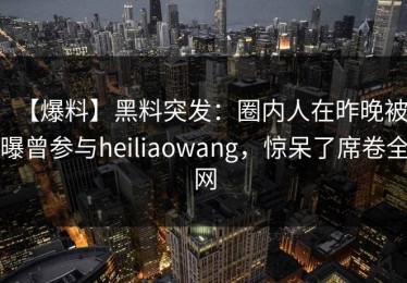 【爆料】黑料突发：圈内人在昨晚被曝曾参与heiliaowang，惊呆了席卷全网