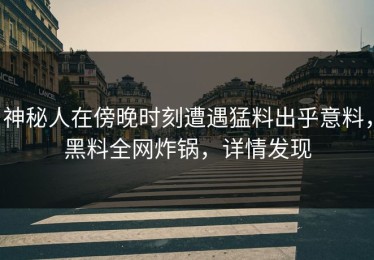 神秘人在傍晚时刻遭遇猛料出乎意料，黑料全网炸锅，详情发现