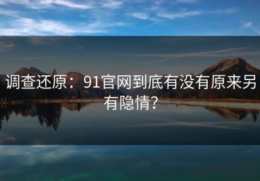 调查还原：91官网到底有没有原来另有隐情？