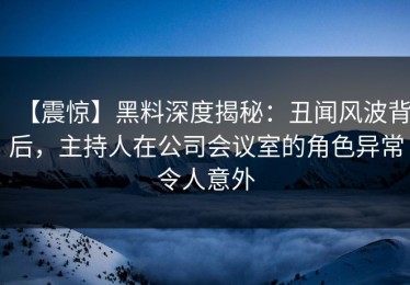 【震惊】黑料深度揭秘：丑闻风波背后，主持人在公司会议室的角色异常令人意外