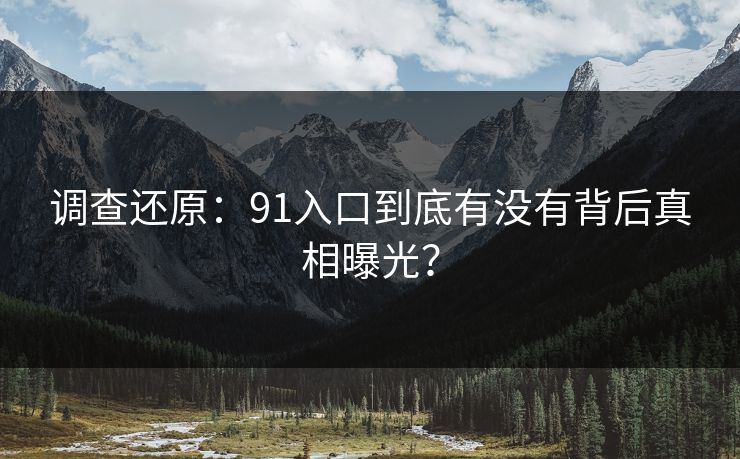 调查还原：91入口到底有没有背后真相曝光？