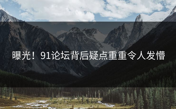 曝光！91论坛背后疑点重重令人发懵