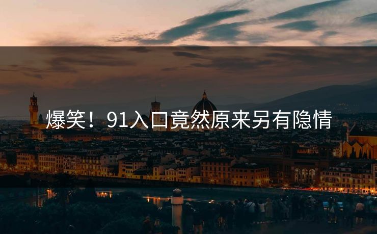 爆笑！91入口竟然原来另有隐情