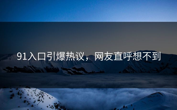 91入口引爆热议，网友直呼想不到