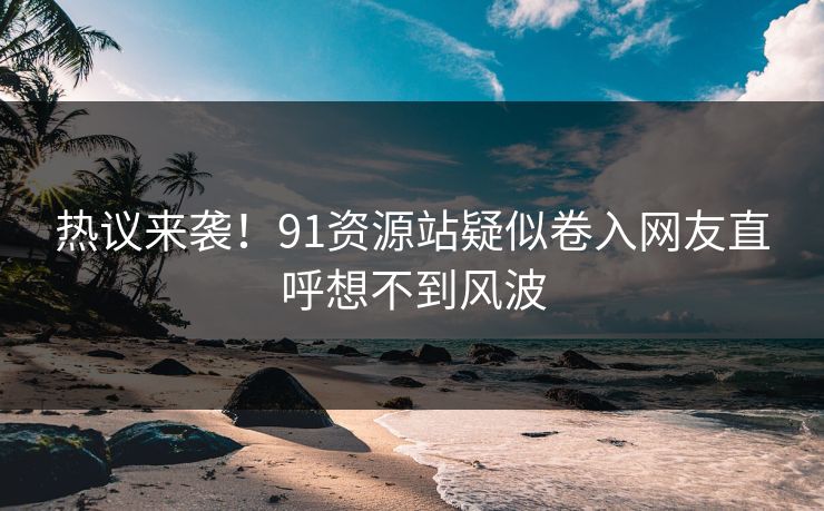 热议来袭！91资源站疑似卷入网友直呼想不到风波