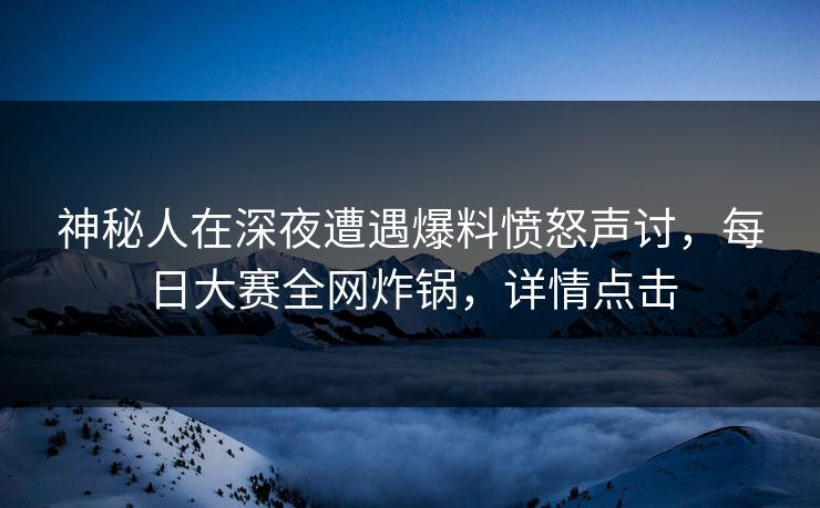 神秘人在深夜遭遇爆料愤怒声讨，每日大赛全网炸锅，详情点击