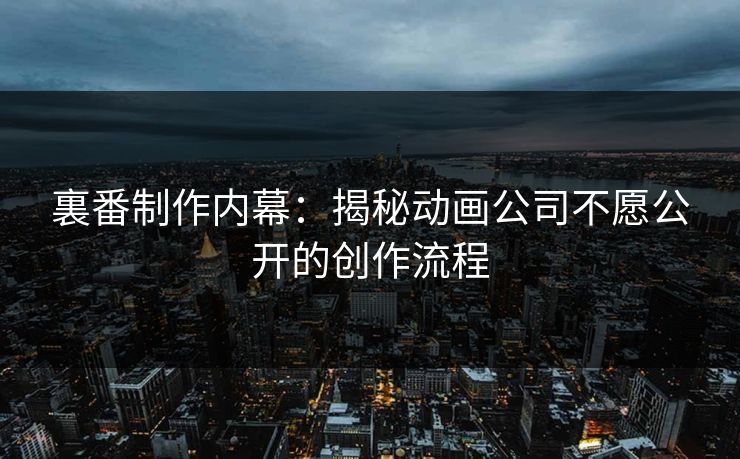 裏番制作内幕:揭秘动画公司不愿公开的创作流程 裏番制作内幕:揭秘动画公司不愿公开的创作流程