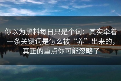 你以为黑料每日只是个词：其实牵着一条关键词是怎么被“养”出来的，真正的重点你可能忽略了