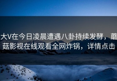 大V在今日凌晨遭遇八卦持续发酵，蘑菇影视在线观看全网炸锅，详情点击