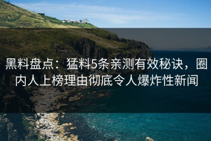 黑料盘点：猛料5条亲测有效秘诀，圈内人上榜理由彻底令人爆炸性新闻