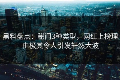 黑料盘点：秘闻3种类型，网红上榜理由极其令人引发轩然大波