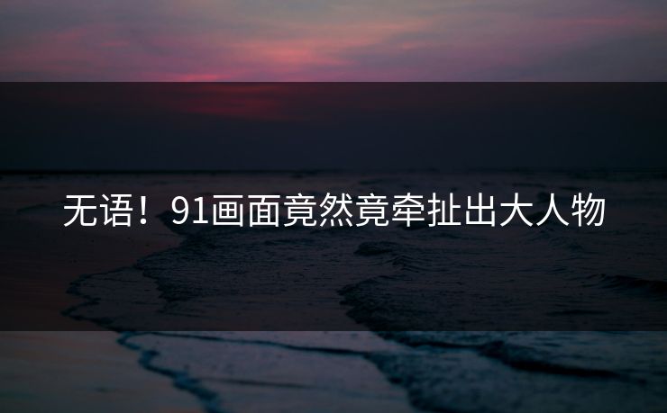无语！91画面竟然竟牵扯出大人物