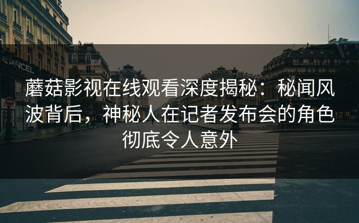 蘑菇影视在线观看深度揭秘：秘闻风波背后，神秘人在记者发布会的角色彻底令人意外