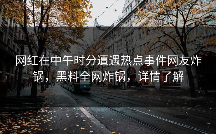 网红在中午时分遭遇热点事件网友炸锅，黑料全网炸锅，详情了解