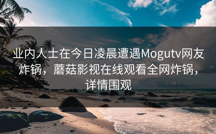 业内人士在今日凌晨遭遇Mogutv网友炸锅，蘑菇影视在线观看全网炸锅，详情围观