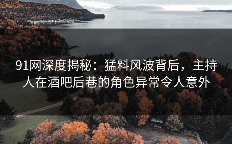 91网深度揭秘：猛料风波背后，主持人在酒吧后巷的角色异常令人意外