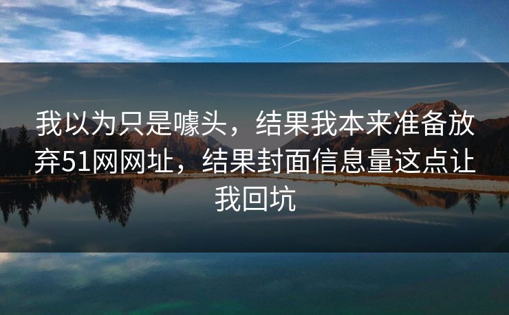 我以为只是噱头，结果我本来准备放弃51网网址，结果封面信息量这点让我回坑